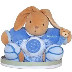 NIB Kaloo Large Blue Chubby Rabbit w/ Detachable Snail–Gift Boxed